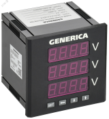 Вольтметр цифровой щитовой трехфазный 96х96мм LED GENERICA IDV21-5-3-0-LED-G IEK