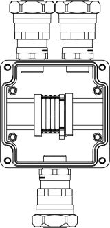 Взрывозащищенная клеммная коробка из полиэстера TBE-P-03 -(4xCBC.4 -1xTEO.4) - 2x6018ANP32CKM3SB(A) - 1x6018ANP32CKM3SB(C)1Ex e IIC Т5 Gb / Ex tb IIIC T95°C Db IP66 1231.031.20.04U DKC