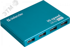 Разветвитель USB Septima Slim USB 2.0, 7 портов, блок питания 2A 1000399067 Defender