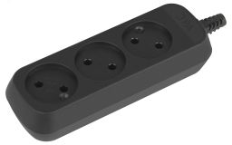 Колодка 3 розетки без зазeмления черная KX-3-B Б0061683 ЭРА