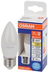 Лампа светодиодная LED 7Вт Е27 2700К 600Лм свеча 220В (замена 60Вт) OSRAM 4099854186332 LEDVANCE