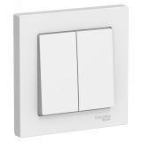 Выключатель двухклавишный ATLASDESIGN схема 5 10АХ в сборе белый ATN000152 Systeme Electric