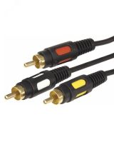 Кабель 3 RCA - 3 RCA, длина 1,5 метра, черный (GOLD), 17-0212, 17-0212 REXANT