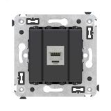 Avanti Компьютерная розетка RJ-45 без шторки в стену, кат.5e одинарная экранированная,  Черный матовый 4412763 DKC