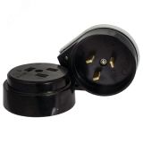 Разъем РШ-ВШ 32А 250В 2P+PE (ОУ) карболитовый черный Simple AS-250-O-03 EKF
