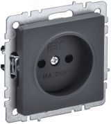 BRITE Розетка 1 пост без заземления с защитными шторками 10А РСш10-2-БрГ графит IEK BR-R13-10-K53 IEK