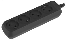 Колодка 4 розетки без зазeмления черная KX-4-B Б0061705 ЭРА