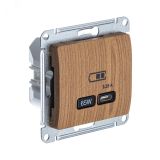 GLOSSA USB розетка тип-C 65Вт высокоскор.заряд. QC, PD, механизм, дерево дуб GSL000527 Schneider Electric