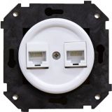 Розетка 2RJ45 + накладка, цвет белый (скрытый монтаж) B3-302-21 Bironi