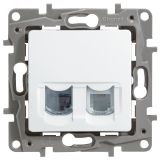 ETIKA Розетка телефонная+компьютерная RJ11+RJ45 категория 5 UTP белая 672252 Daccord/Legrand