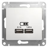 Розетка GLOSSA USB 5В/2100мА 2х5В/1050мА механизм белый GSL000133 Systeme Electric