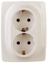 Розетка 2X2P+E Schuko, 16A-250В, винт, Эра12, слоновая кость, 12-2116-02 Б0029239 ЭРА