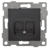 GUSI Ugra механизм розетки  компьютерной и телефонной (RJ45, RJ12), скрытая установка.  Цвет графит. С11КТ-010 GUSI ELECTRIC