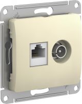 GLOSSA РОЗЕТКА двойная ТВ + компьютерная RJ45, кат. 5Е, БЕЖЕВЫЙ GSL000289 Systeme Electric