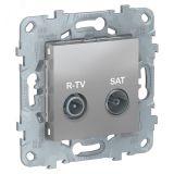 Розетка UNICA NEW R-TV/SAT проходная алюминий