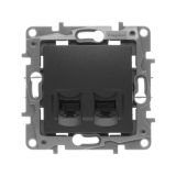 ETIKA Двойная розетка RJ 45 категория 5е UTP антрацит 672655 Daccord/Legrand