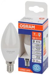 Лампа светодиодная LED 7Вт Е14 4000К 600Лм свеча 220В (замена 60Вт) OSRAM 4099854186271 LEDVANCE