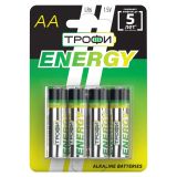 Батарейка Трофи LR6-4BL ENERGY Alkaline (40/720/17280) Б0017046 ЭРА