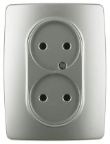 Розетка 2X2P, 16A-250В, Эра12, перламутр, 12-2107-15 Б0031247 ЭРА