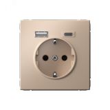 ARTGALLERY розетка 16А с 2 USB A+C, 5В/2,4А/3,0А, 2х5В/1,5А, механизм, песочный GAL001232 Systeme Electric