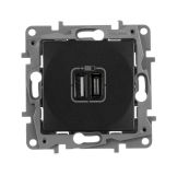 Зарядное устройство с двумя USB-разьемами тип A-тип С 240В/5В 3000мА - Etika - Цвет Антрацит 672636 Legrand/Daccord