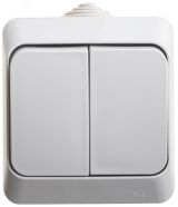 ЭТЮД Выключатель двухклавишный наружный IP44 серый BA10-042C Systeme Electric