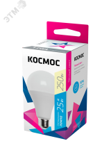 Лампа светодиодная LED 25Вт 220В E27 D65х130 3000К теплый A65 LkecLED25wA65E2730 Космос