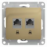 Розетка Glossa двойная компьютерная RJ45 + RJ45 кат.5E механизм титан GSL000485KK Systeme Electric