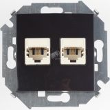 Розетка компьютерная двойная RJ45 категория 5е черный глянец 1591593-032 Simon