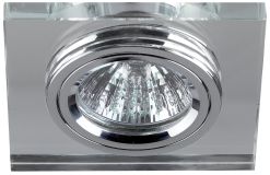 Светильник декор стекло квадрат MR16,12V/220V, 50W, хром/зеркальный DK8 CH/WH C0043740 ЭРА