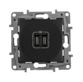 Зарядное устройство с двумя USB-разьемами тип C-тип С 240В/5В 3000мА - Etika - Цвет Антрацит 672635 Daccord/Legrand