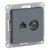 Розетка ATLASDESIGN двойная компьютерная+ТВ RJ45+TV категория 5E механизм грифель ATN000789 Systeme Electric