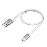 Кабель Micro USB, 0.5 м., AL белый-серебро нейлон, быстрая зарядка 1000699105 Greenconnect