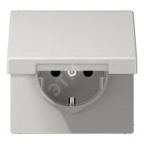 Штепсельная розетка SCHUKO одинарная, с заземлением, с откидной крышкой, 16A, 250В  (механизм + накладка, без рамки). Серия LS990  Материал- дуропласт  Цвет- светло-серый LS1520KLLG JUNG