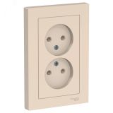 Розетка ATLASDESIGN двойная без заземления 16А в сборе бежевый ATN000220 Systeme Electric