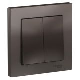Выключатель двухклавишный ATLASDESIGN схема 5 10АХ в сборе мокко ATN000652 Systeme Electric