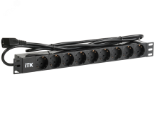 Блок розеток PDU 9 розеток шнур 2 метравилка IEC 320 C14. профиль из ПВХ. черный PH22-9D2-P ITK