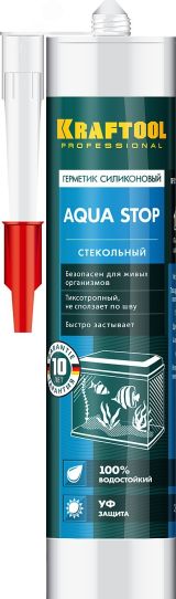 Герметик стекольный силиконовый Aqua Stop 300 мл прозрачный 41256-2 KRAFTOOL