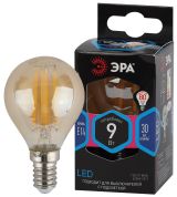 Лампа светодиодная F-LED P45-9W-840-E14 gold (филамент, шар золот, 9Вт, нейтр, E14) (10/100/3600) Б0047028 ЭРА