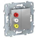 Розетка UNICA NEW 3 RCA алюминий