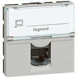 Mosaic Розетка RJ45 UTP кат.5е 2 модуля алюминий 079454 Legrand