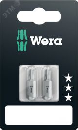 Бита 851/1 RZ PH SB вязкая твердость узкий стержень для гипсокартона хвостовик 1/4 C 6.3 2 шт PH 2 x 25 мм с держателем-еврослот WE-135005 Wera