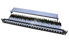 Патч-панель 19' 1U 24 порта RJ45 экранированный категория 5e Dual IDC ROHS черный 246037 Hyperline
