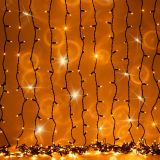 Гирлянда 600LED Занавес 3м*2м, желтый свет,черн. каучук, 220В, IP65 ERAPS-Z Б0060547 ЭРА