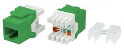 Вставка Keystone Jack RJ-45(8P8C)категория 6a(10G)зеленая 432646 Hyperline