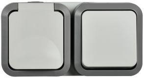 Блок розетка + выключатель горизонтальный TORS 16А IP55 белый TS-G10-6-55-V-K41 IEK