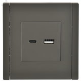 FORTE&PIANO Розетка USB A+C 3,1А FP350 серый IEK FP-U22-D31-K03 IEK