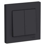 Выключатель двухклавишный ATLASDESIGN схема 5 10АХ в сборе карбон ATN001052 Systeme Electric