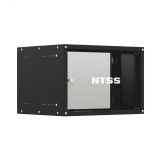 Шкаф настенный телекоммуникационный LIME 6U 550х600х370мм, 2 профиля 19, дверь стеклянная, боковые стенки несъемные, разобранный, черный RAL 9005 УТ000140563 NTSS