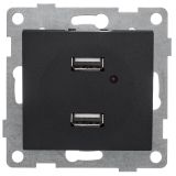 GUSI Bravo механизм розетки USB,  двойной,  скрытая  установка. Цвет  графит. С10USB2-010 GUSI ELECTRIC